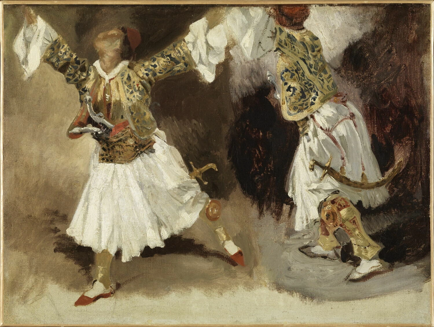 Due guerrieri greci danzano. Studio del costume di Souliotes - Museo del Louvre, Parigi